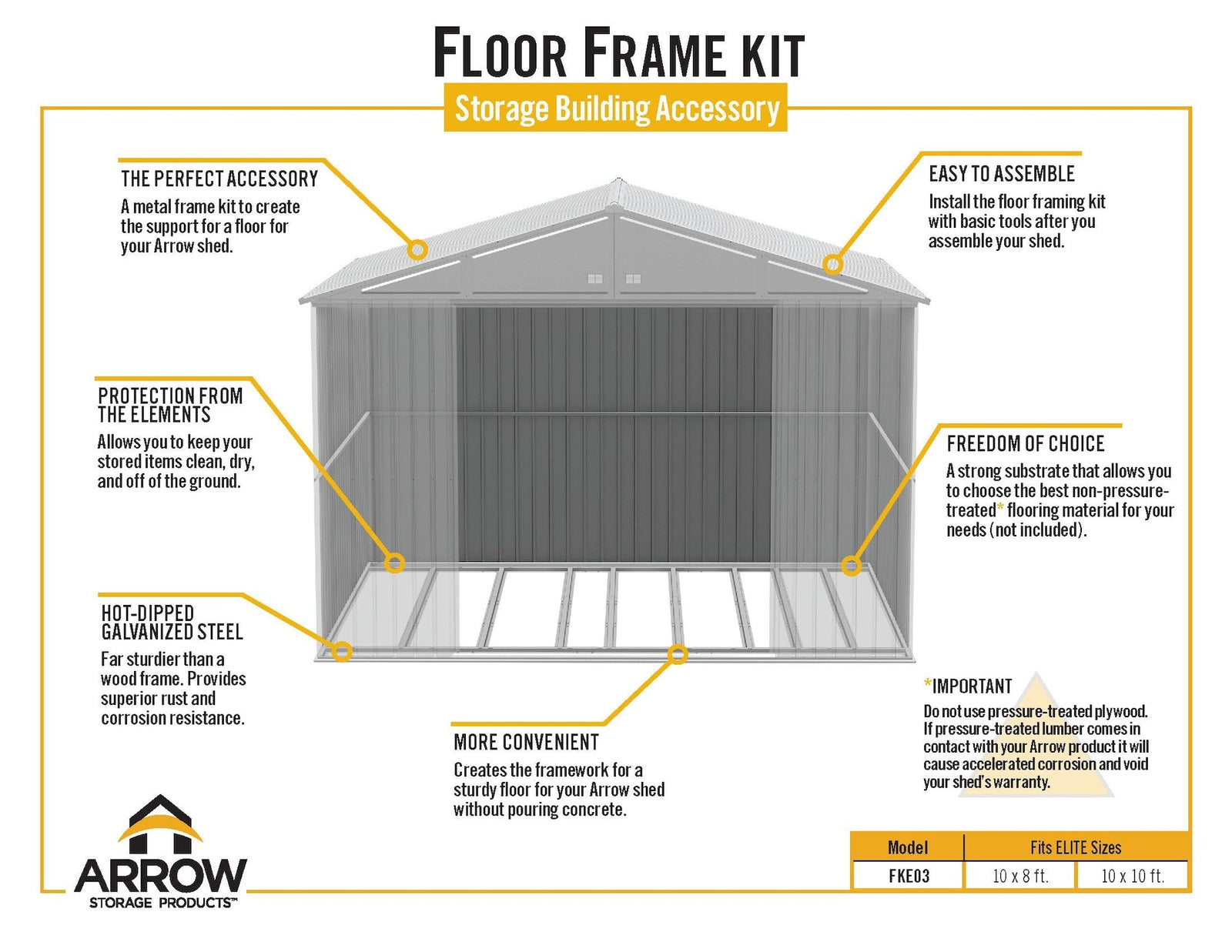 Floor Frame Kit for Elite 10x8-ft and 10x10-ft Sheds D5D5 - product image 5