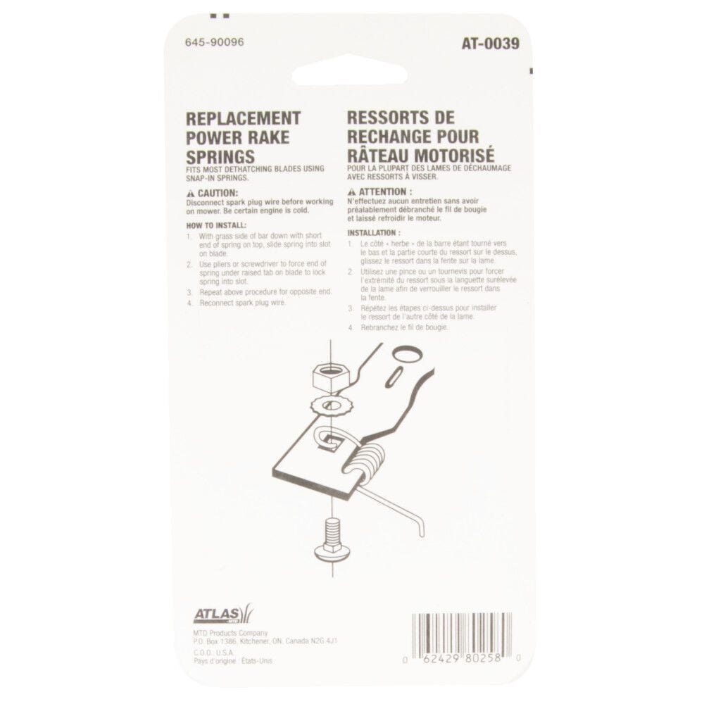 Thatcher Steel Bolt-On Replacement Springs, 2-pk; for Lawn Mower Dethatching Blades P4X6 - product image 7