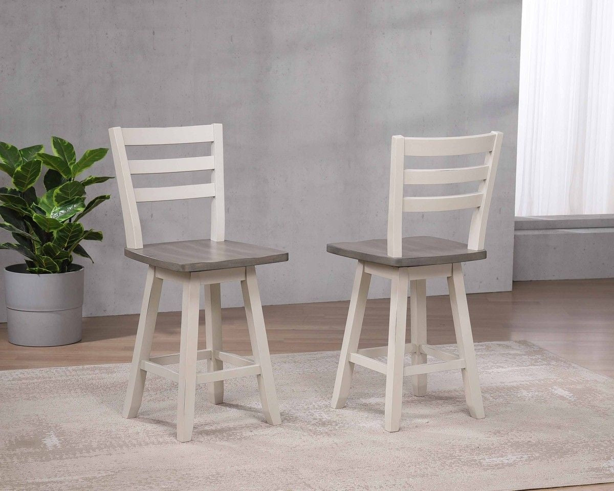 Alice Grey/White Swivel Counter/Bar Stool with Back Rest, 2-pc X5A5 - product image 7