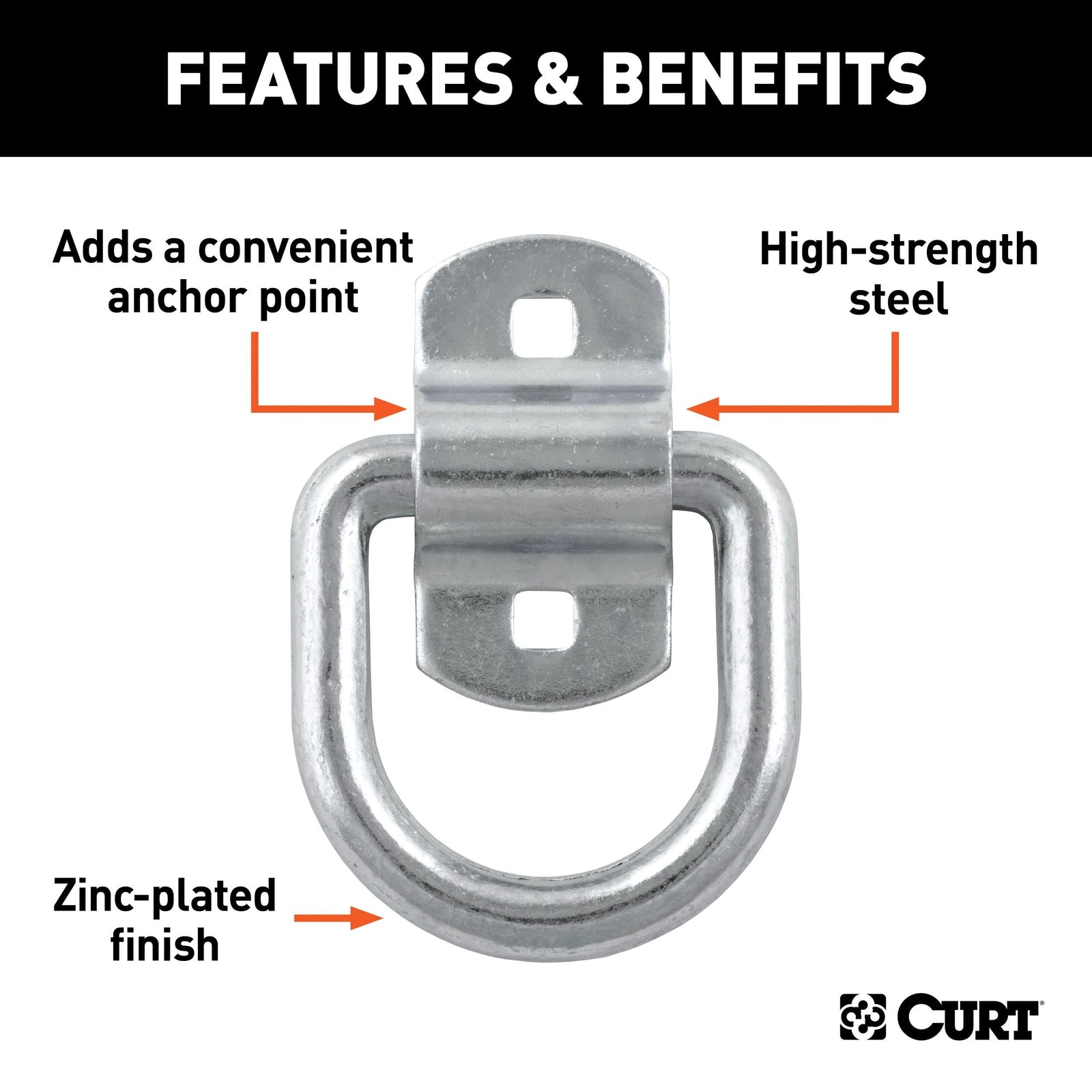 83742 3-in x 3-in Surface-Mounted Tie-Down D-Ring (3600-lb, Clear Zinc) B2N3 - product image 3