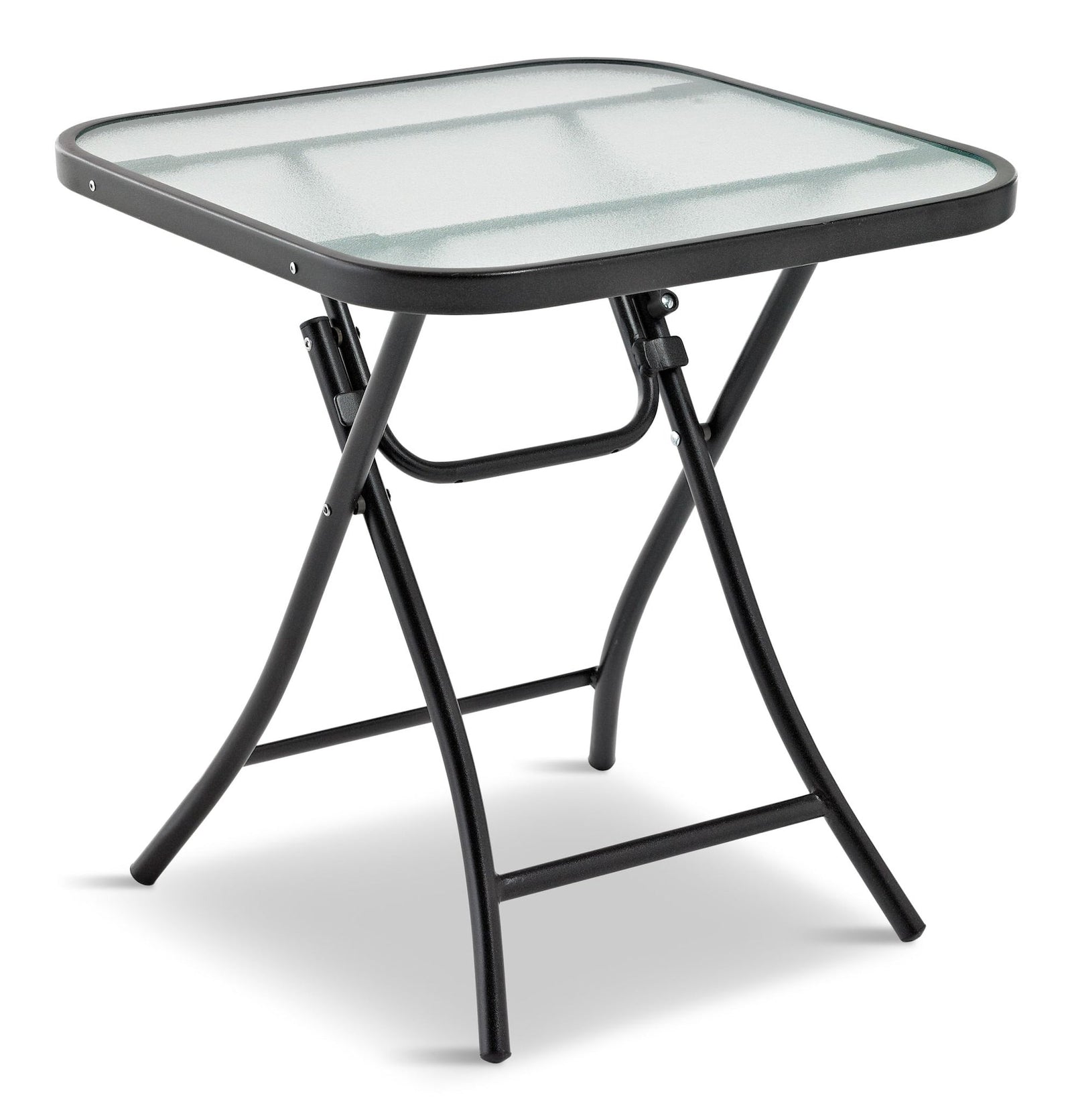 Folding Outdoor/Patio Side Table with Glass Top, Assorted, 18-in R7U9 - product image 1