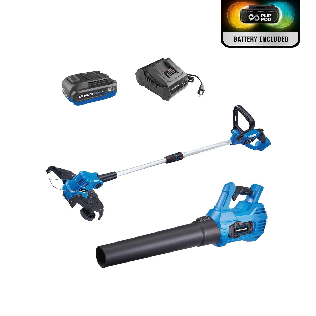 20V Cordless 12" String Trimmer and 370CFM Blower Combo Kit with PWR POD 2 Ah Battery and Charger B5P9 - product image 2
