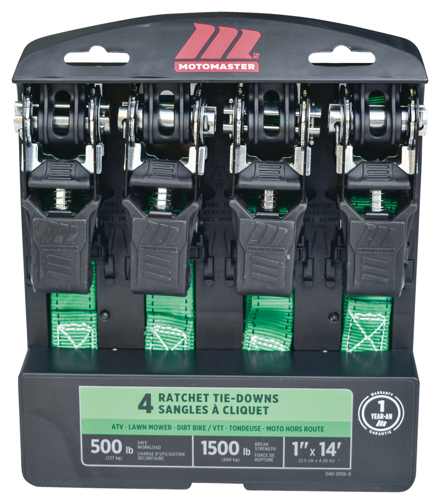 1,500-lb Padded Ratchet Tie Down Straps, 1-in x 14-ft, 4-pk E6R8 - product image 4