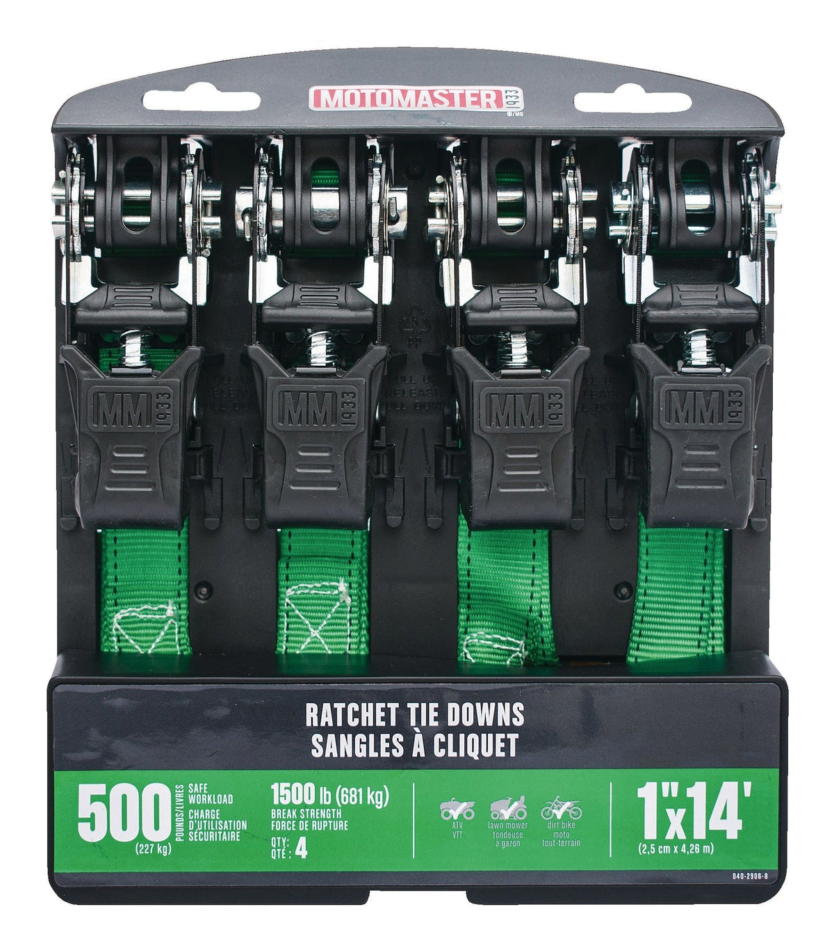 1,500-lb Padded Ratchet Tie Down Straps, 1-in x 14-ft, 4-pk E6R8 - product image 5