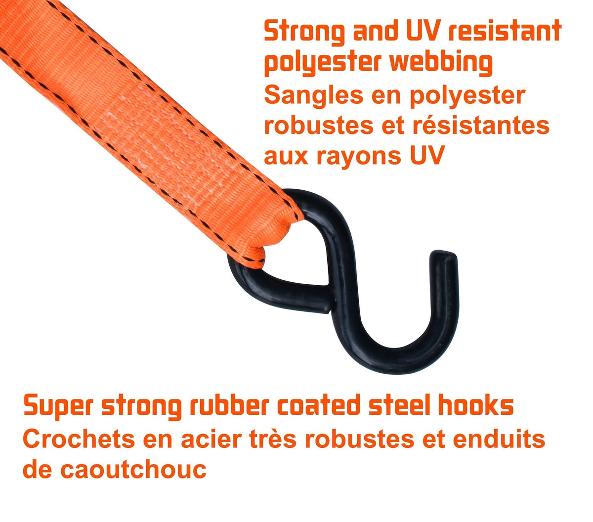3,000-lb Heavy Duty Ratchet Tie Down Strap, 1.25-in x 14-ft, 4-pk E6X2 - product image 5