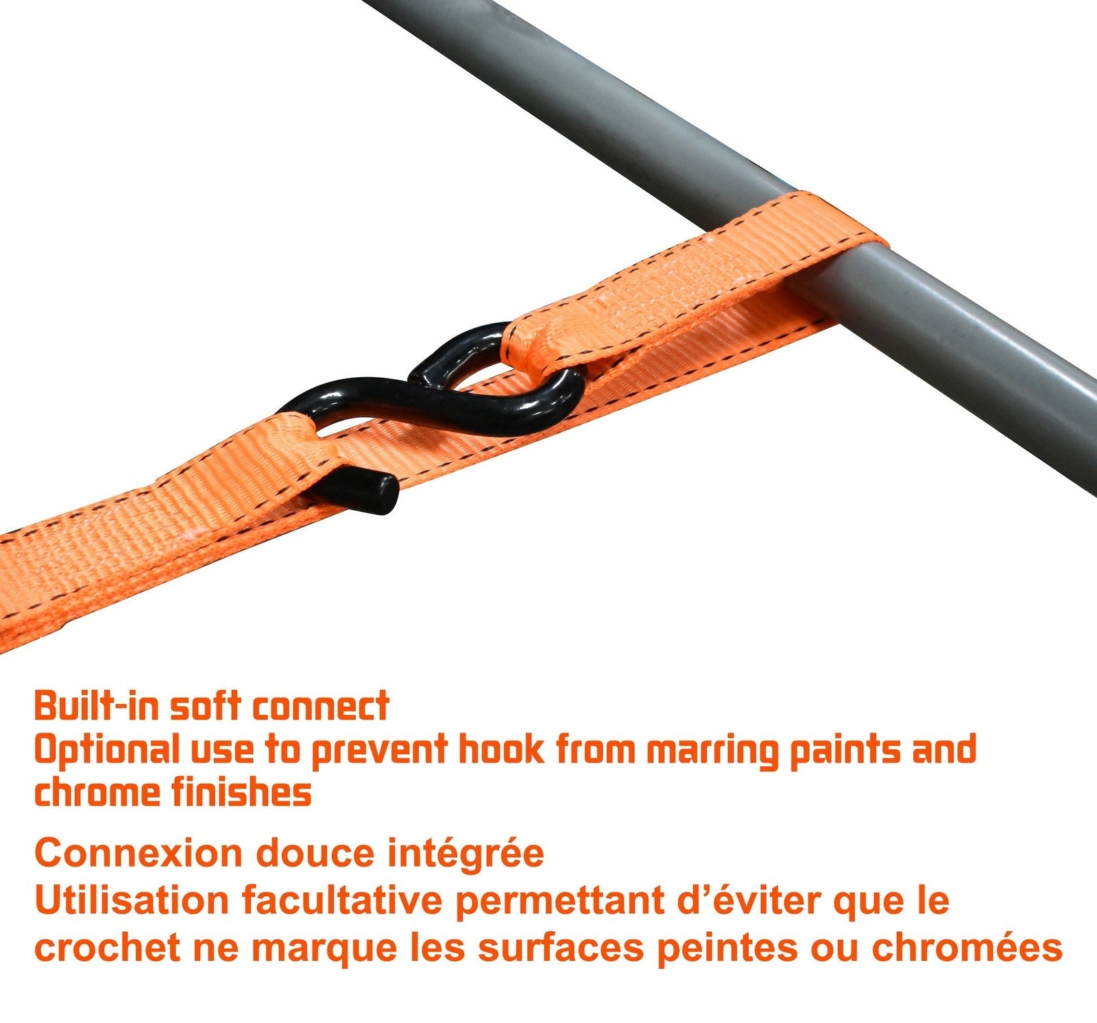 3,000-lb Heavy Duty Ratchet Tie Down Strap, 1.25-in x 14-ft, 4-pk E6X2 - product image 6