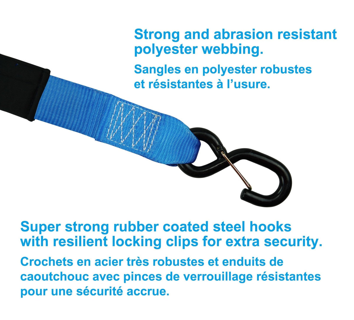 3,600-lb Heavy Duty Ratchet Tie Down Strap, Assorted Sizes, 4-pk Y8G8 - product image 3
