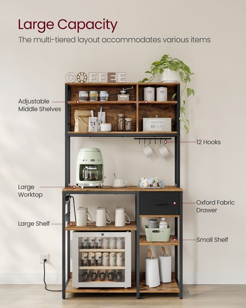 Home Brown Baker's Rack/Charging Station with Small Shelves A9M3 - product image 1