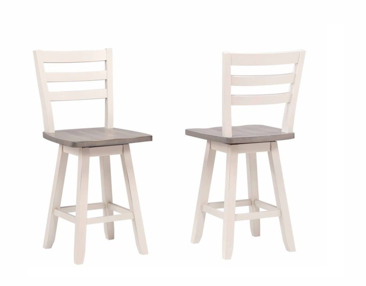 Alice Grey/White Swivel Counter/Bar Stool with Back Rest, 2-pc X5A5 - product image 1