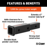 45781 8" Receiver Tube Extender for 2" Hitch Receiver E2A2 - product image 2