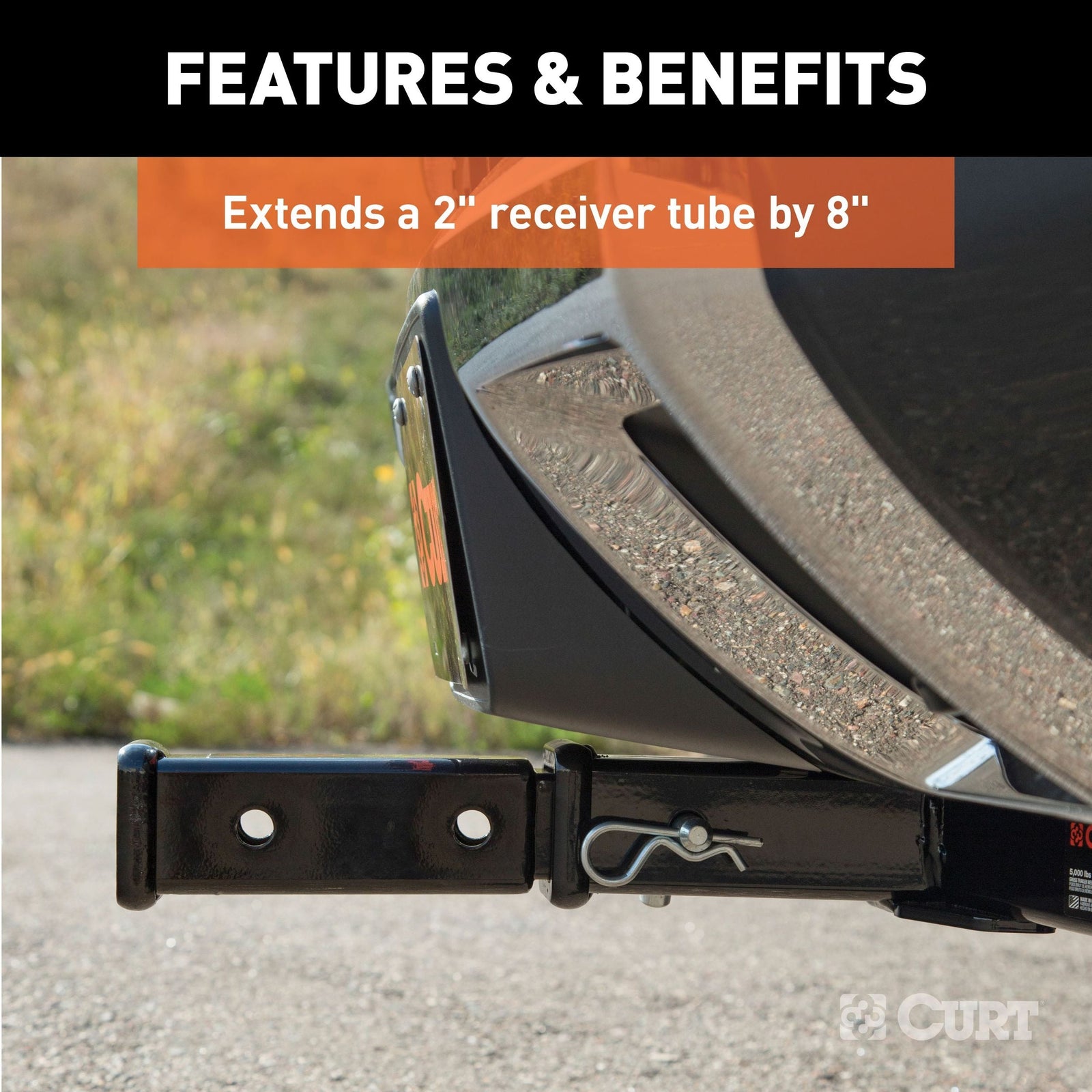 45781 8" Receiver Tube Extender for 2" Hitch Receiver E2A2 - product image 3