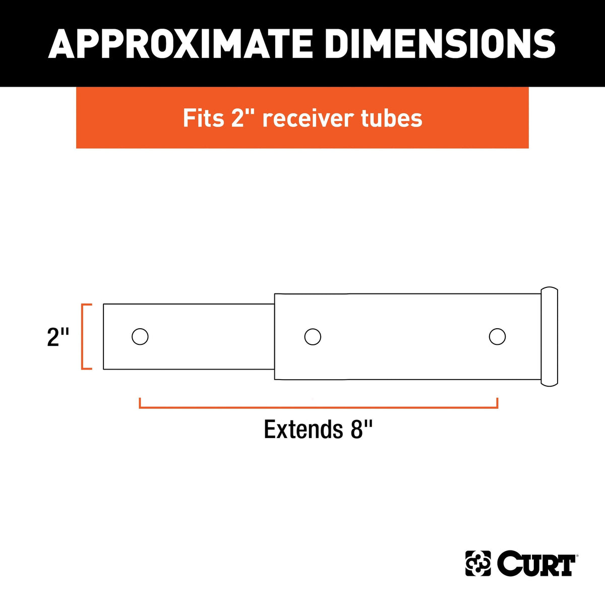 45781 8" Receiver Tube Extender for 2" Hitch Receiver E2A2 - product image 5