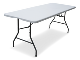 6-ft Portable Indoor/Outdoor Plastic & Metal Folding Table with Handle, White K0H9 - product image 1
