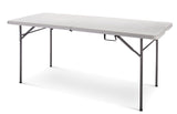 6-ft Portable Plastic & Metal Folding Table with Handle, Grey U2W4 - product image 1