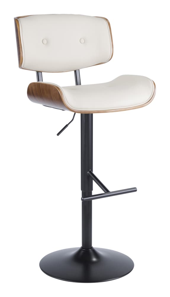 Lombardi PU Leather Swivel Counter/Bar Stool Adjustable Height, Walnut/Cream D6T8 - product image 1