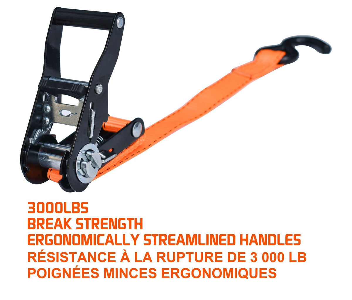 3,000-lb Heavy Duty Ratchet Tie Down Strap, Non-Padded, 1-in x 14-ft O3A7 - product image 5