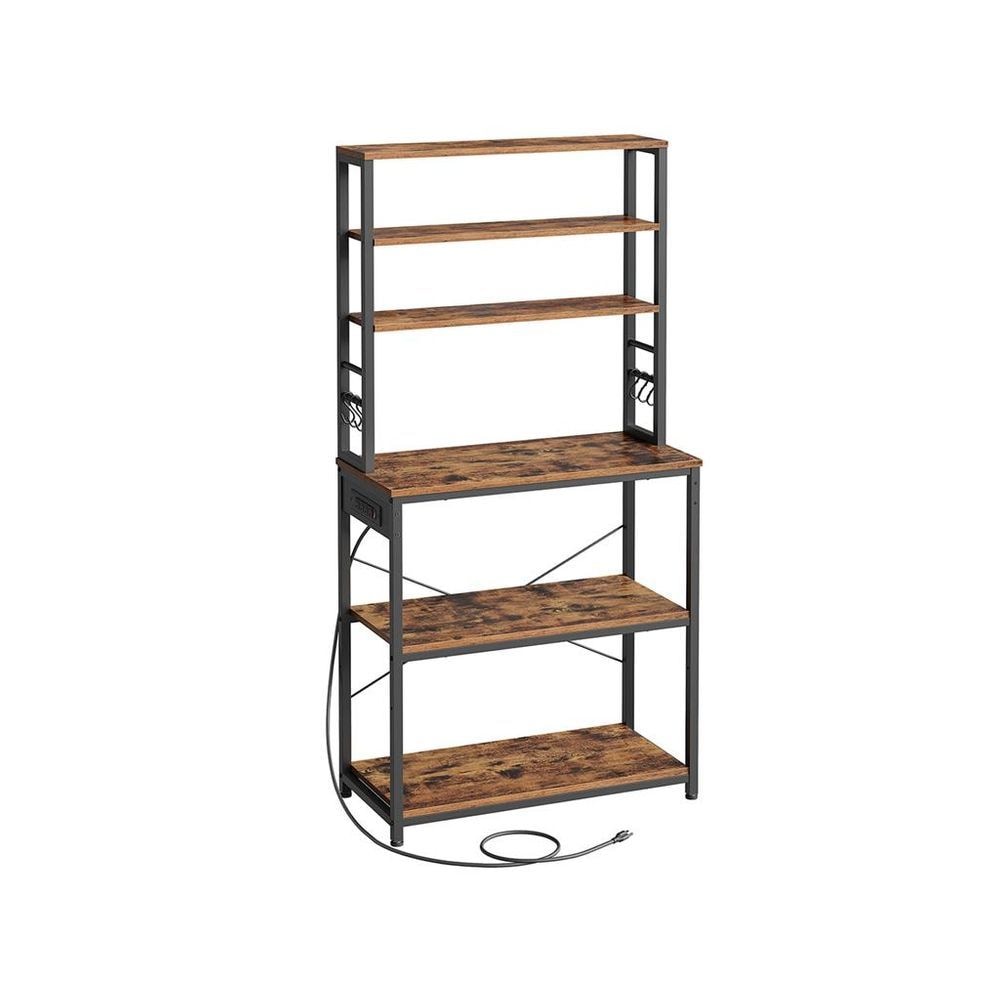 Home Small Rustic Brown Baker's Rack with 4 AC Outlets U3L8 - product image 1