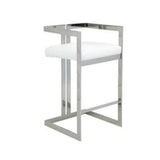 Me Home White Cushioned Harvey Stool with Silver Frame D0D7 - product image 1