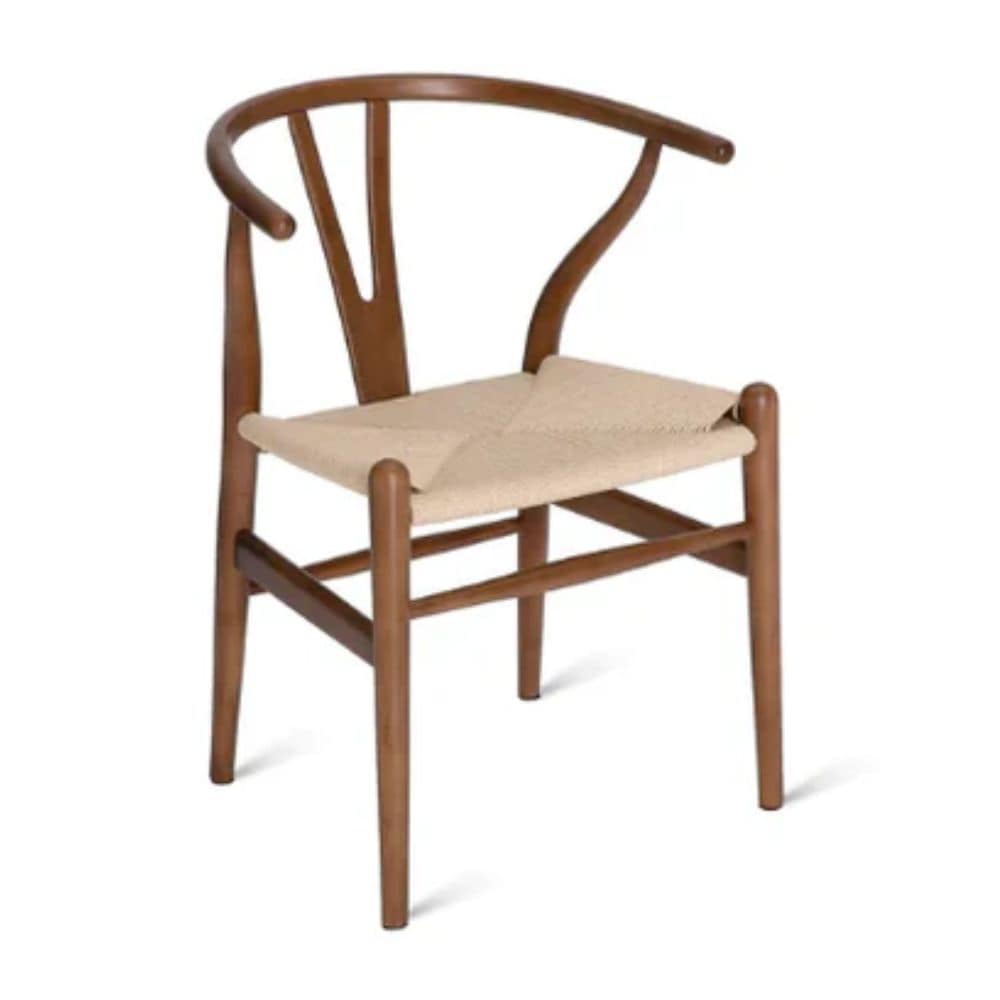 Me Home Wishbone Wood Dining Chair with Woven Seat, Walnut S2R6 - product image 1