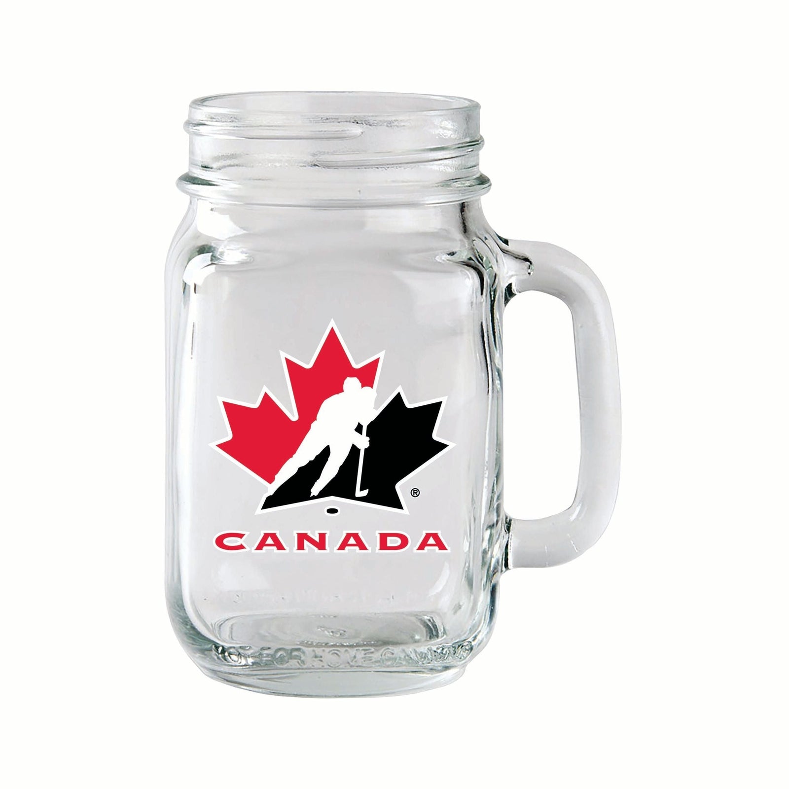 Team Canada/Hockey Canada Glass Mason Mug, Reusable Drinking Jar with Handle, Clear, 14-oz K4U0 - product image 1